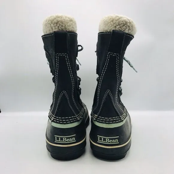 LL Bean Suede Lace-Up Duck Snow Boots Felt Lined 284882 Women Size 7 Med CLEAN