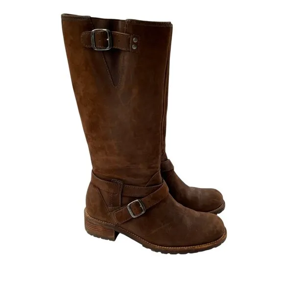 L.L. Bean Women's Leather Tall Heeled Riding Boots Brown 7.5W