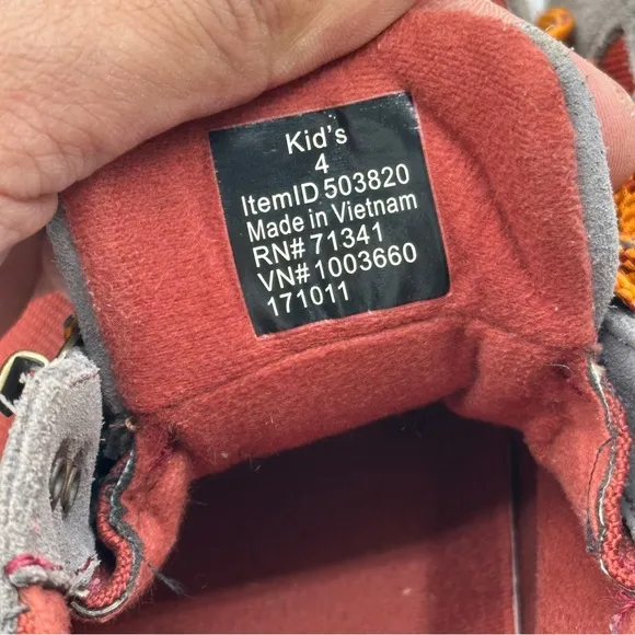 LLBean Kids Katahdin Waterproof Hiking Boots Size 4 Gray Red