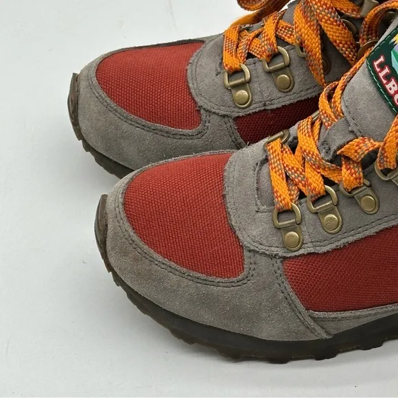 LLBean Kids Katahdin Waterproof Hiking Boots Size 4 Gray Red