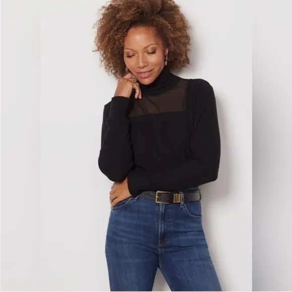 LNA LYRA BRUSHED TURTLENECK TOP IN BLACK