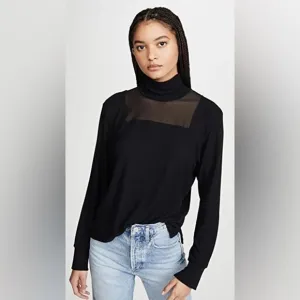 LNA LYRA BRUSHED TURTLENECK TOP IN BLACK
