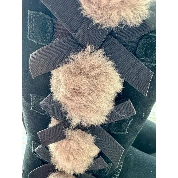 LOOK Koolaburra by UGG Victoria Tall Girls Black Boots Size 6 Winter Cute Warm