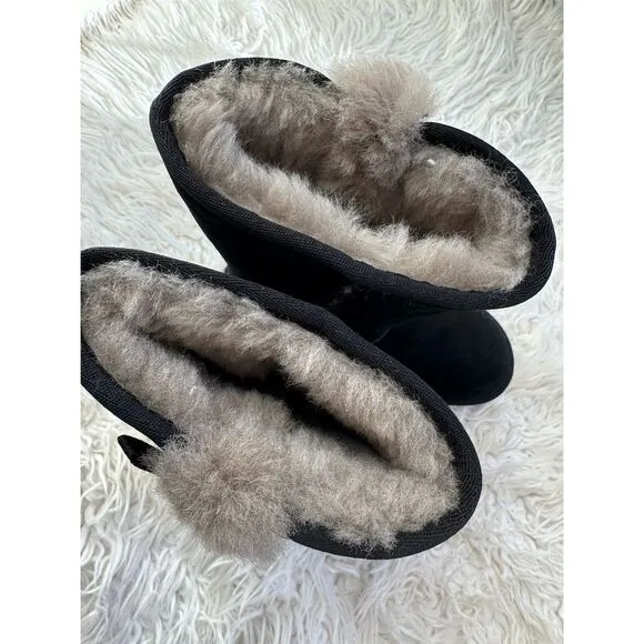 LOOK Koolaburra by UGG Victoria Tall Girls Black Boots Size 6 Winter Cute Warm