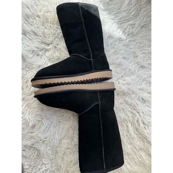 LOOK Koolaburra by UGG Victoria Tall Girls Black Boots Size 6 Winter Cute Warm