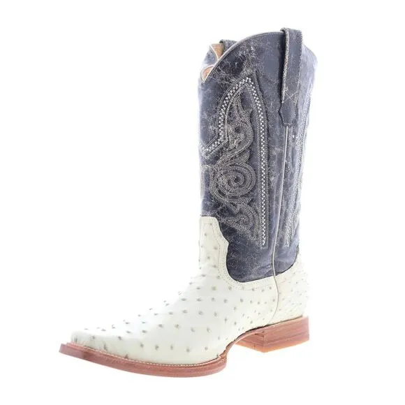 Los Altos Mens Versace Style Ostrich White Boots (NWT)