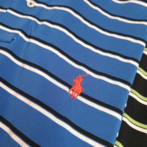 Lot 2 Polo Ralph Lauren Performance Mens‎ XL Preppy Pony Golf Activewear Striped