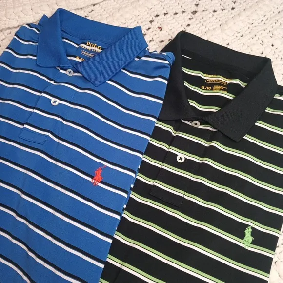 Lot 2 Polo Ralph Lauren Performance Mens‎ XL Preppy Pony Golf Activewear Striped