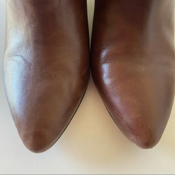 Louise et Cie Lo Wikket Cognac Brown Leather Pointed Toe Heel Ankle Bootie 10