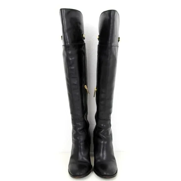 LOUISE ET CIE BLACK GENUINE LEATHER SIDE ZIP TALL RIDING BOOTS SHOES SIZE 8/38