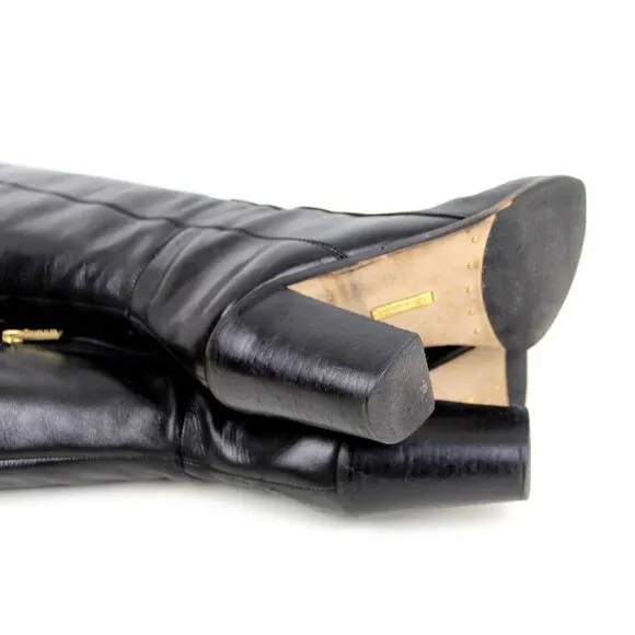 LOUISE ET CIE BLACK GENUINE LEATHER SIDE ZIP TALL RIDING BOOTS SHOES SIZE 8/38