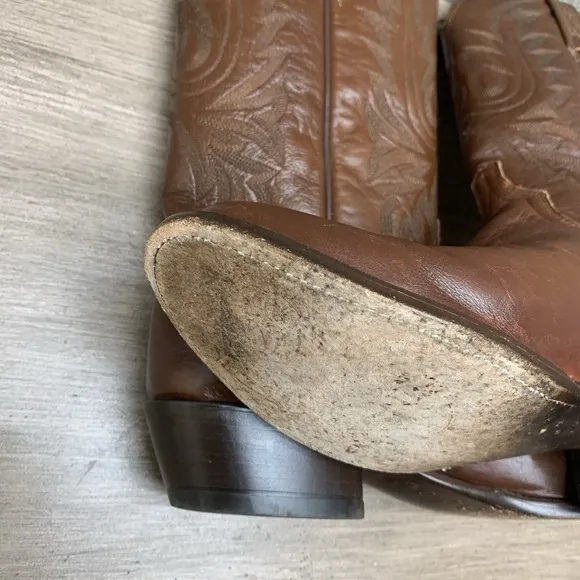 Lucchese Men's Size 9.5 D Cowboy Brown Calf Leather‎ Western Boots M1022R4