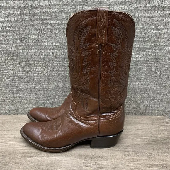 Lucchese Men's Size 9.5 D Cowboy Brown Calf Leather‎ Western Boots M1022R4