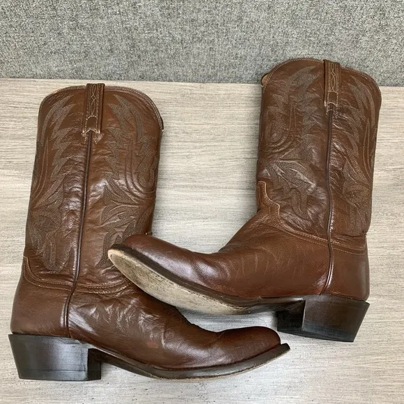 Lucchese Men's Size 9.5 D Cowboy Brown Calf Leather‎ Western Boots M1022R4