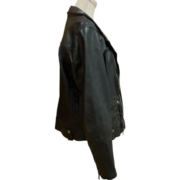 LUCKY BRAND $449 BLACK  LABEL LEATHER JACKET Size XL