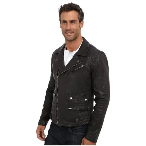 LUCKY BRAND $449 BLACK  LABEL LEATHER JACKET Size XL