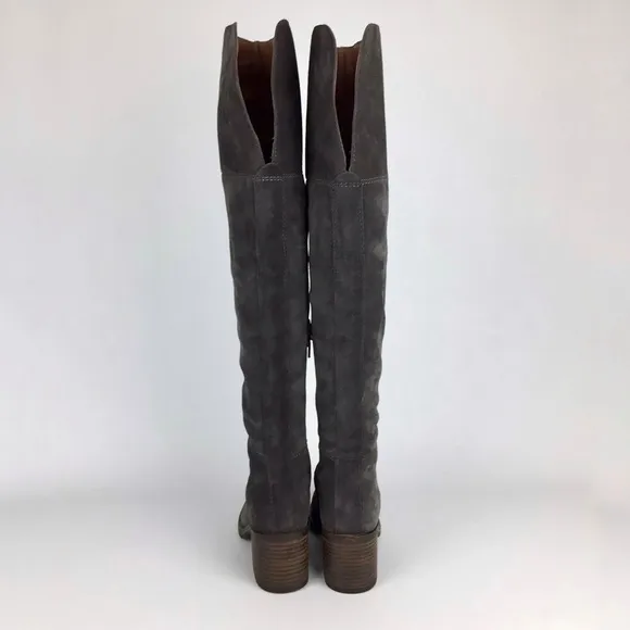 Lucky Ramsden Gray Suede Over the Knee OTK Heeled Boot 6