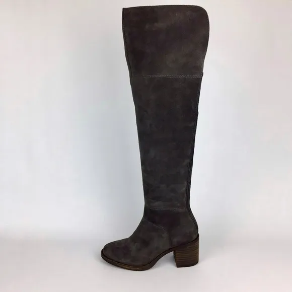 Lucky Ramsden Gray Suede Over the Knee OTK Heeled Boot 6