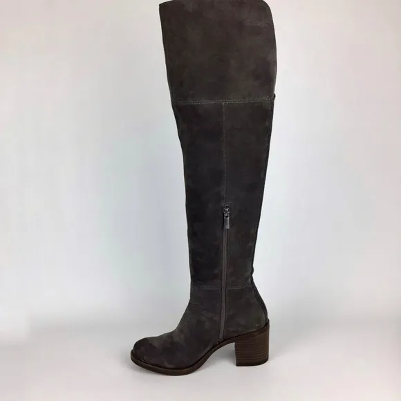 Lucky Ramsden Gray Suede Over the Knee OTK Heeled Boot 6