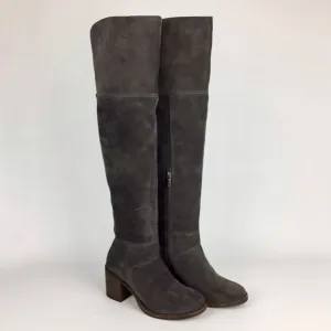 Lucky Ramsden Gray Suede Over the Knee OTK Heeled Boot 6