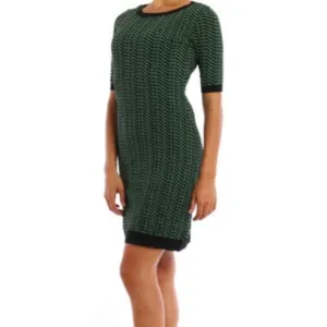 M Missoni Jacquard Jersey Mini Sheath Dress  Green Black Size EU 40 or 4