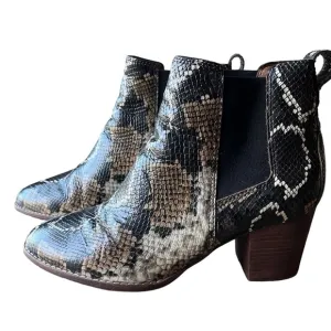 Madewell Ankle Boots Booties Size 11 Brown Grey The Regan Snake Embossed Leather