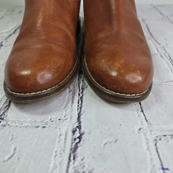 Madewell Sidney brown tall leather low heel equestrian riding boots