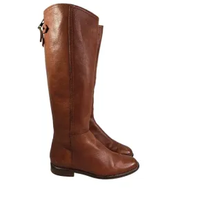 Madewell Sidney brown tall leather low heel equestrian riding boots