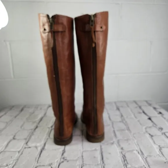 Madewell Sidney brown tall leather low heel equestrian riding boots
