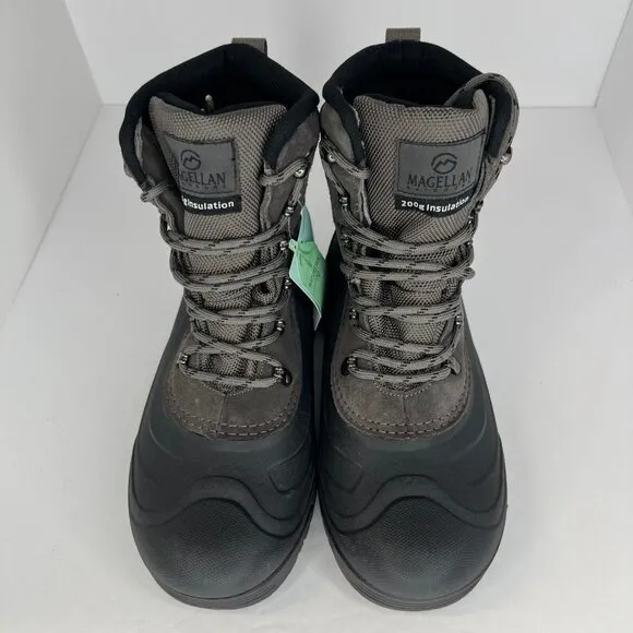 Magellan Outdoor Mens 177852 Gray Leather Lace Up Ankle Size 9D Hiking Boots