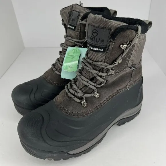 Magellan Outdoor Mens 177852 Gray Leather Lace Up Ankle Size 9D Hiking Boots