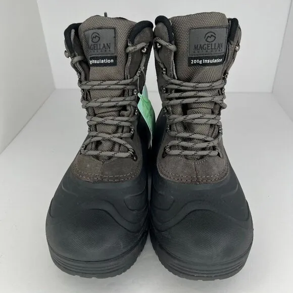 Magellan Outdoor Mens 177852 Gray Leather Lace Up Ankle Size 9D Hiking Boots