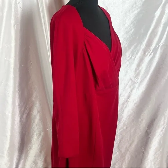 Maggy London Red Long Sleeve Midi Sheath Dress – Chic &amp; Sophisticated (Size 14W)