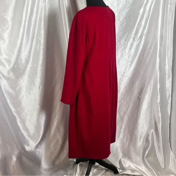Maggy London Red Long Sleeve Midi Sheath Dress – Chic &amp; Sophisticated (Size 14W)