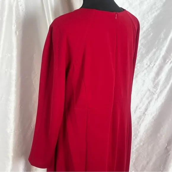 Maggy London Red Long Sleeve Midi Sheath Dress – Chic &amp; Sophisticated (Size 14W)