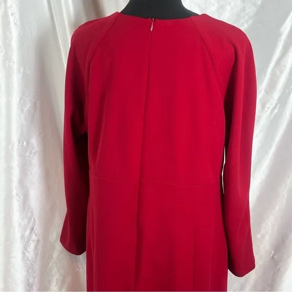 Maggy London Red Long Sleeve Midi Sheath Dress – Chic &amp; Sophisticated (Size 14W)