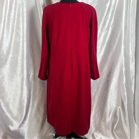 Maggy London Red Long Sleeve Midi Sheath Dress – Chic &amp; Sophisticated (Size 14W)