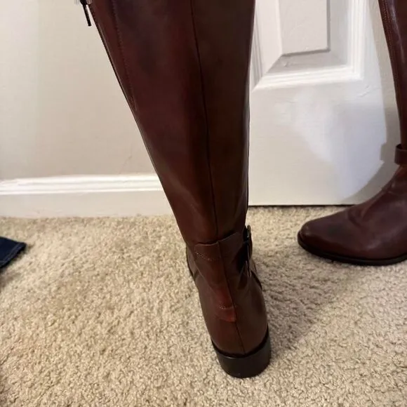 Manas - Italian Leather‎ Riding Boots Brown Equestrian Buckle Zip-Up Size 39/8