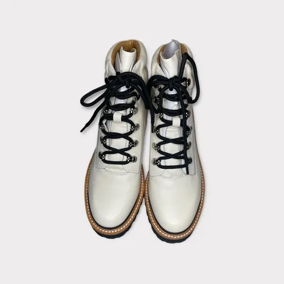 Marc Fischer Ivory Leather Idaran Combat Boots
