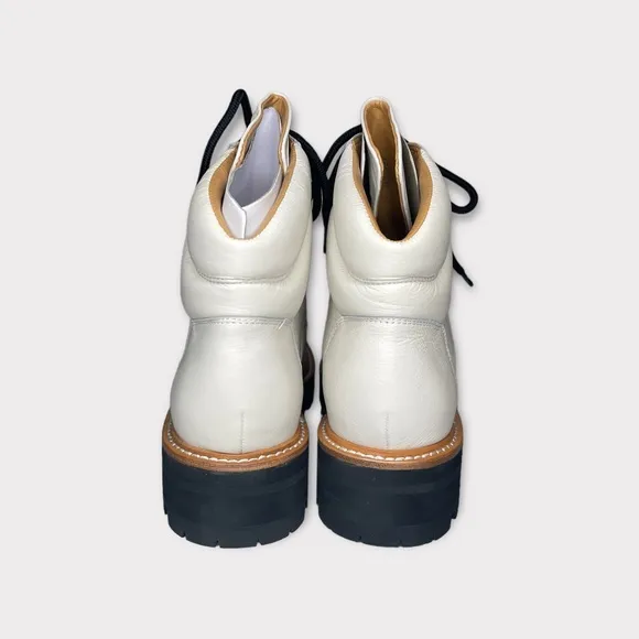 Marc Fischer Ivory Leather Idaran Combat Boots