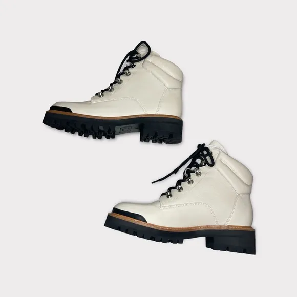 Marc Fischer Ivory Leather Idaran Combat Boots