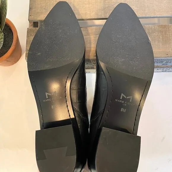 Marc Fisher Crocodile Pointy Toe Yale Chelsea Leather Boots In Black Size 8 New