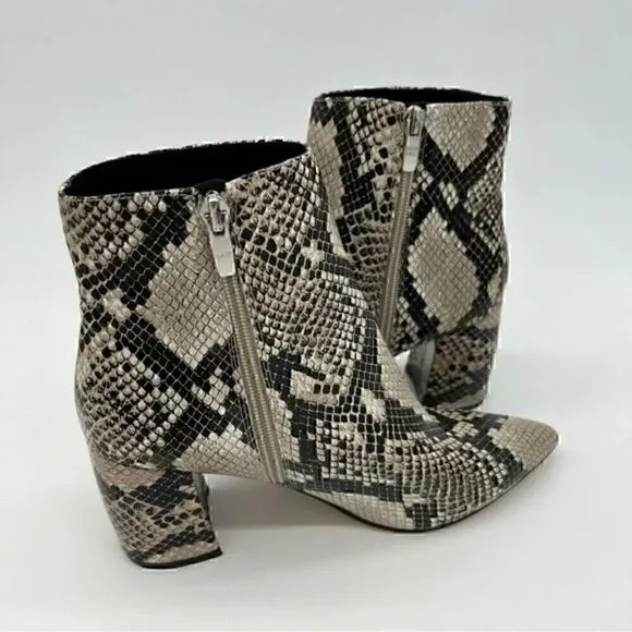 Marc Fisher Gray MF Jelly 3 Leather Snake Print Grey Ankle Boots 10