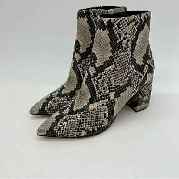 Marc Fisher Gray MF Jelly 3 Leather Snake Print Grey Ankle Boots 10