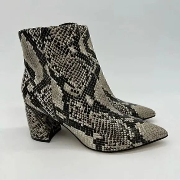 Marc Fisher Gray MF Jelly 3 Leather Snake Print Grey Ankle Boots 10