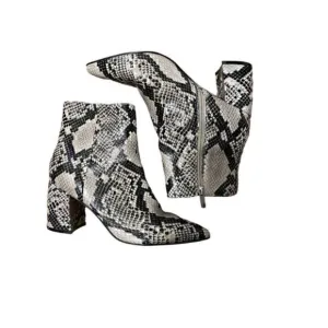 Marc Fisher Gray MF Jelly 3 Leather Snake Print Grey Ankle Boots 10