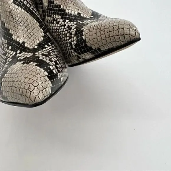 Marc Fisher Gray MF Jelly 3 Leather Snake Print Grey Ankle Boots 10