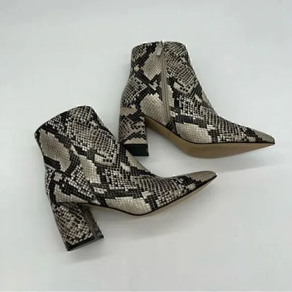 Marc Fisher Gray MF Jelly 3 Leather Snake Print Grey Ankle Boots 10