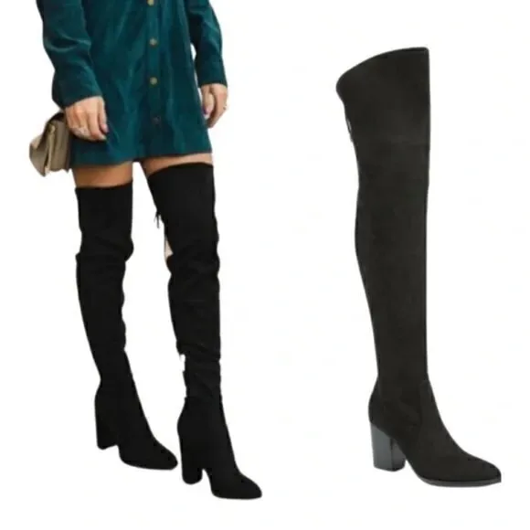 Marc Fisher Women's Black Suede Comara Over the Knee Pointed Toe Boot Size 8.5