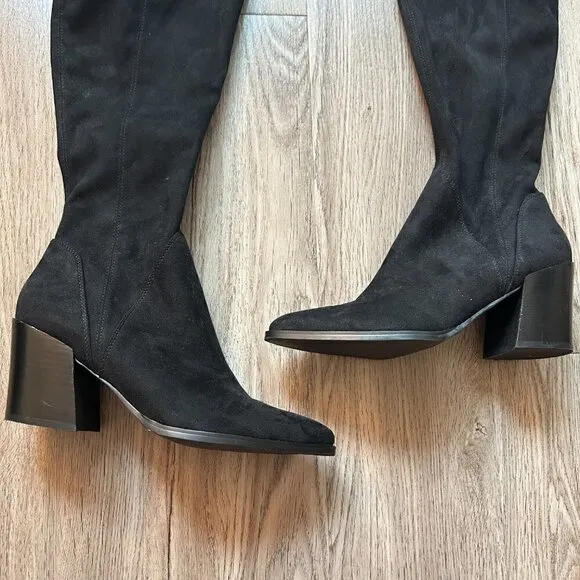 Marc Fisher Women's Black Suede Comara Over the Knee Pointed Toe Boot Size 8.5